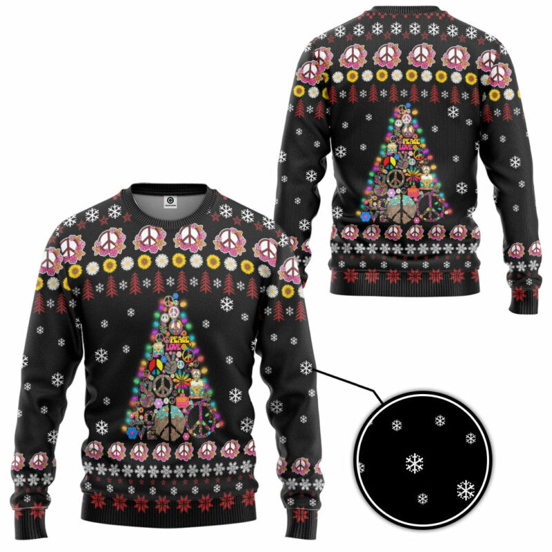 3D Hippie Let It Be Custom Ugly Christmas Sweater