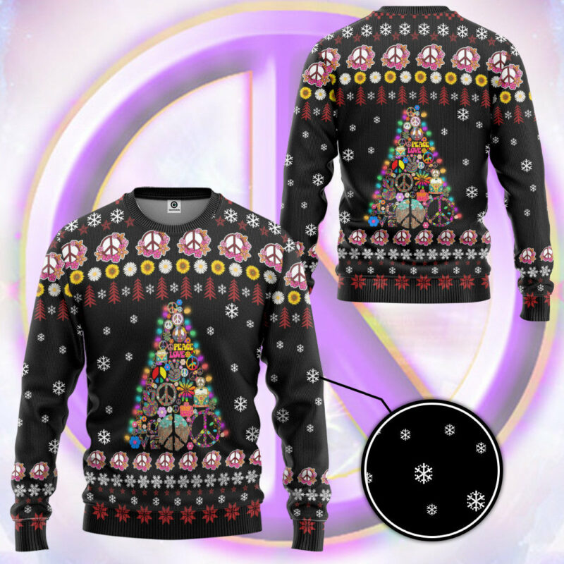 3D Hippie Let It Be Custom Ugly Christmas Sweater