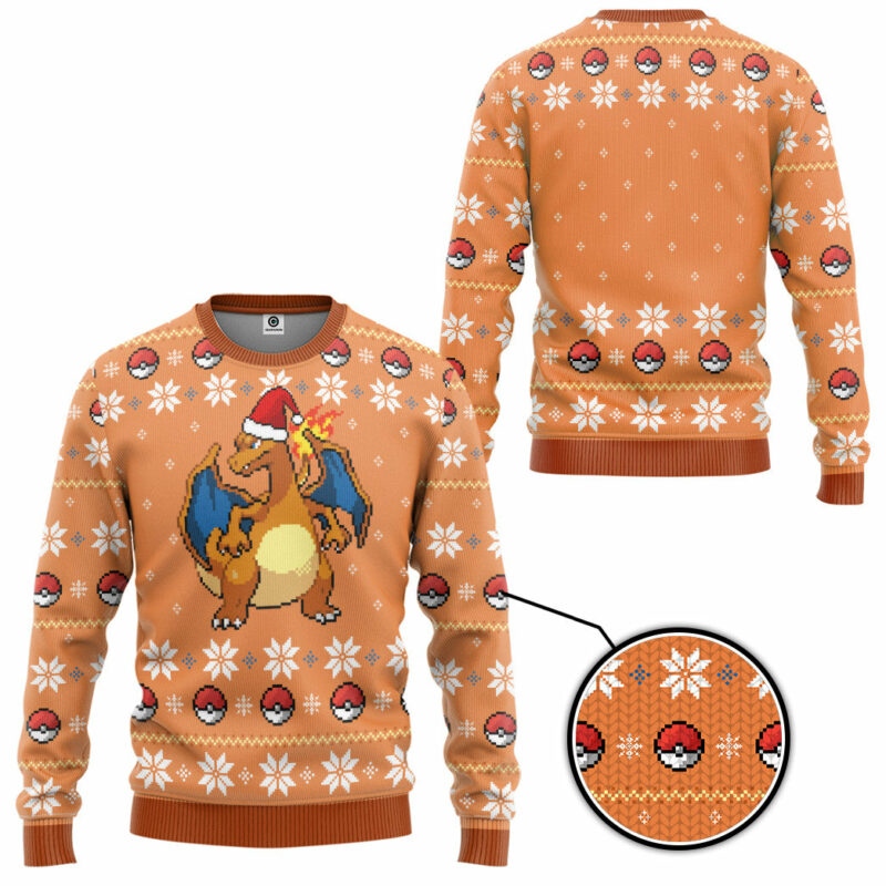 3D PKM Blaze Charizard Ugly Gift For Christmas Ugly Sweater