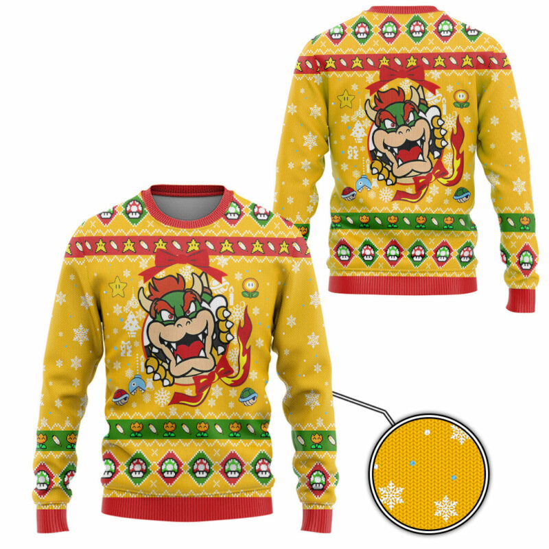 3D Super Mario Bowser Custom Ugly Christmas Sweater