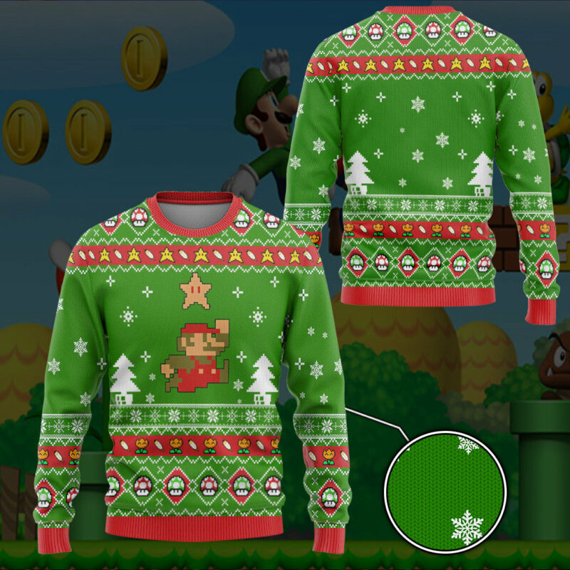 3D Nintendo Super Mario Ugly Christmas Sweater