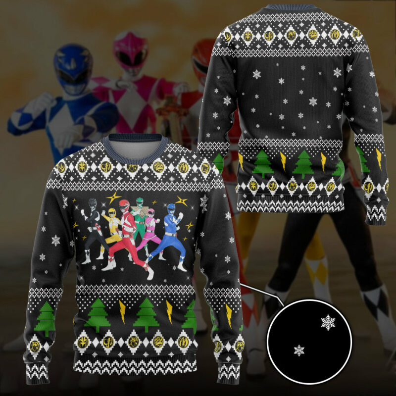 3D Mighty Morphin Power Rangers Christmas Custom Ugly Sweater