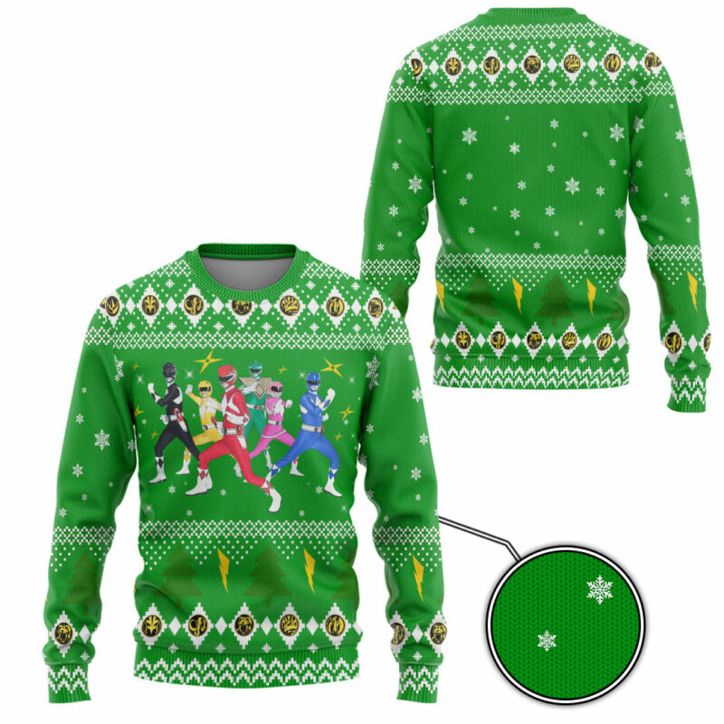 3D Mighty Morphin Power Rangers Christmas Custom Ugly Sweater