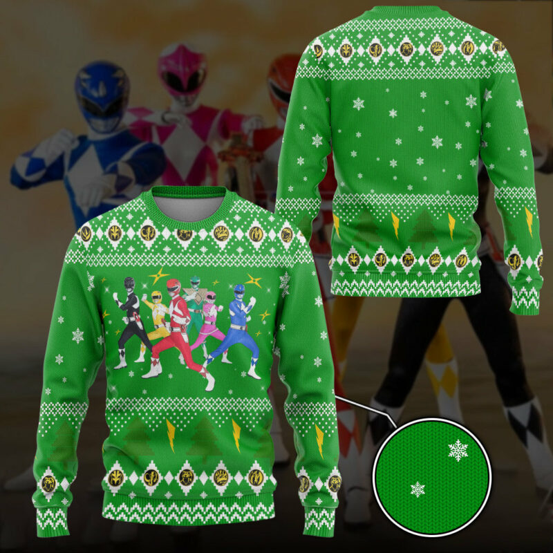 3D Mighty Morphin Power Rangers Christmas Custom Ugly Sweater