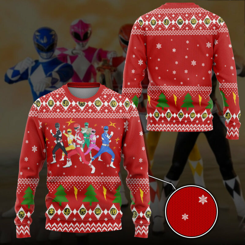 3D Mighty Morphin Power Rangers Christmas Ugly Sweater