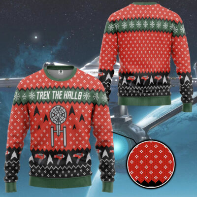 3D S.T Trek The Halls Christmas Edition Custom Ugly Sweater