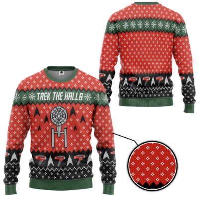 3D S.T Trek The Halls Christmas Edition Custom Ugly Sweater