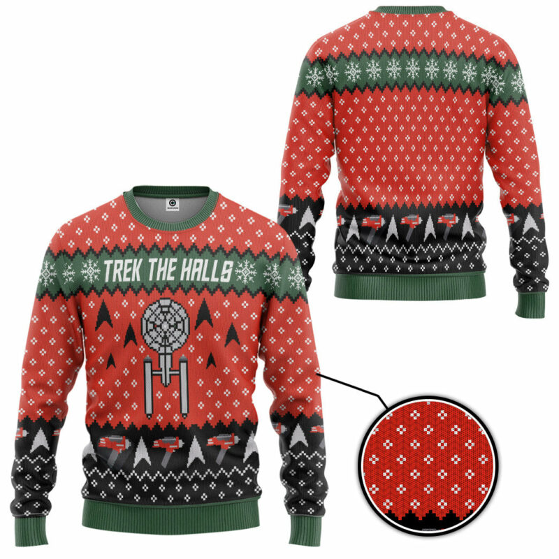 3D S.T Trek The Halls Christmas Edition Ugly Sweater