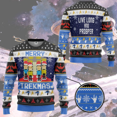 3D S.T Merry Trekmas Ugly Christmas Custom Ugly Sweater