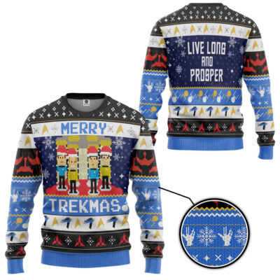 3D S.T Merry Trekmas Ugly Christmas Custom Ugly Sweater