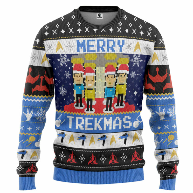 3D S.T Merry Trekmas Ugly Christmas Ugly Sweater