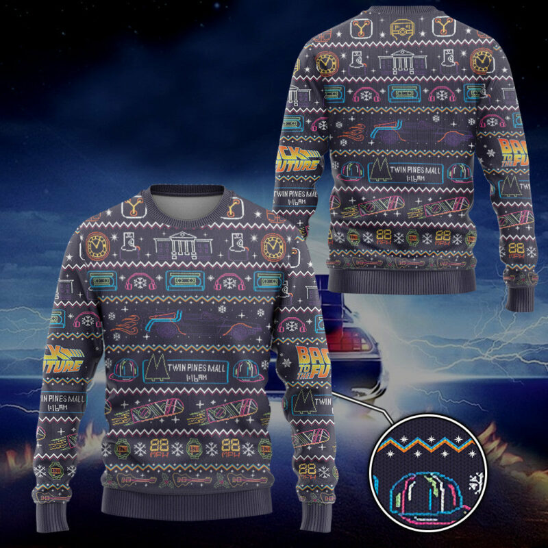 3D Back To The Future Christmas Edition Custom Ugly Sweater