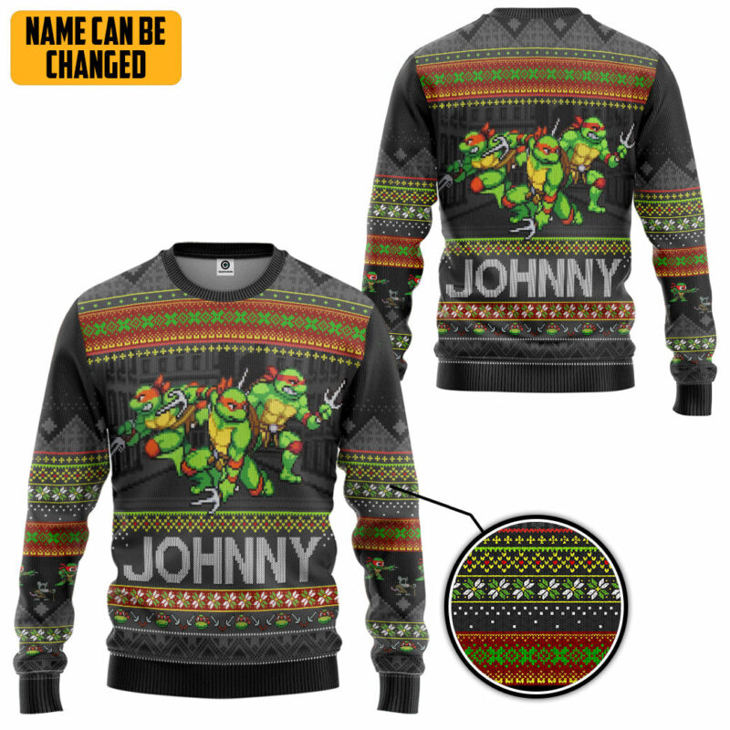 3D Raphael TMNT Ugly Christmas New Style Custom Name Ugly Sweater