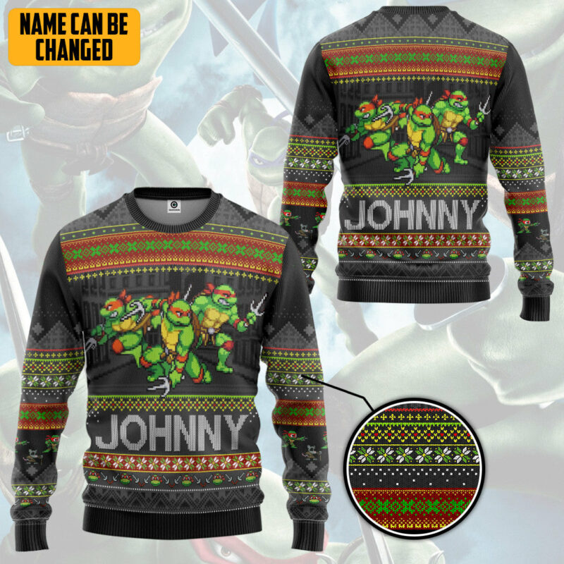 3D Raphael TMNT Ugly Christmas New Style Custom Name Ugly Sweater