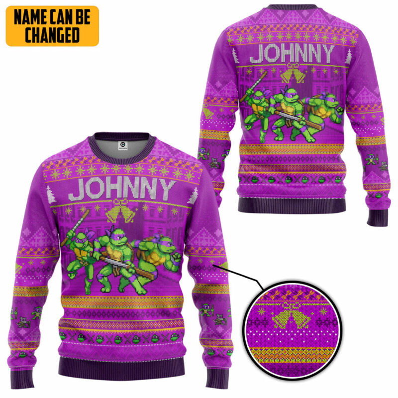 3D Donatello TMNT Ugly Christmas New Style Custom Name Ugly Sweater