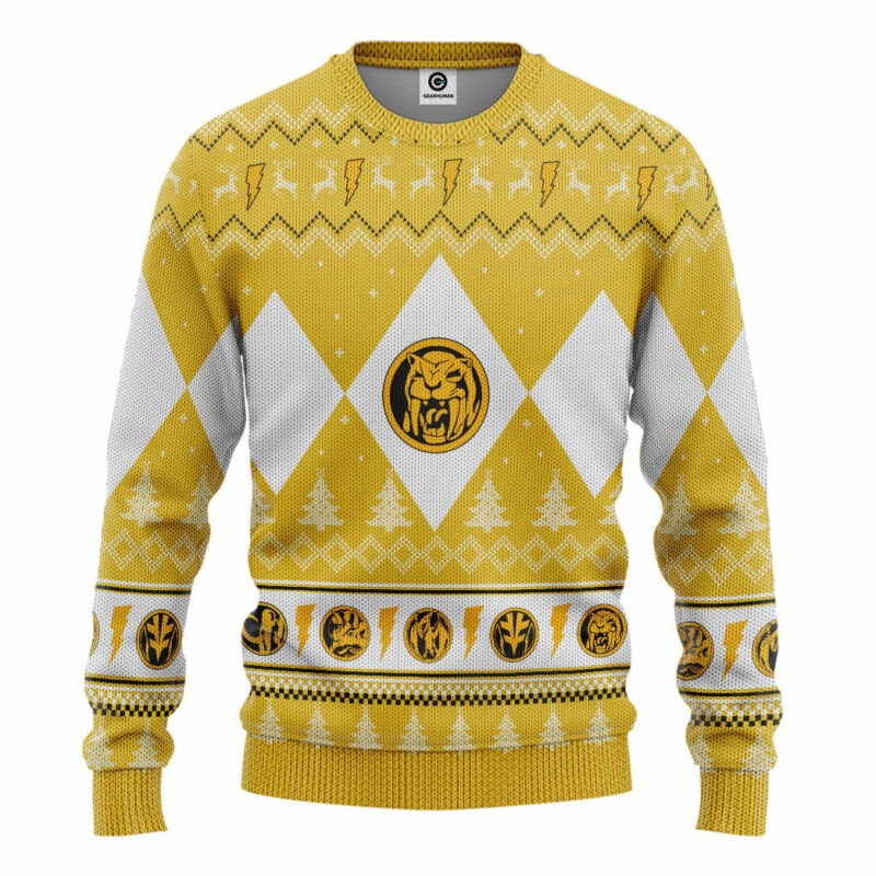 3D Mighty Morphin Yellow Ranger Christmas Custom Ugly Sweater