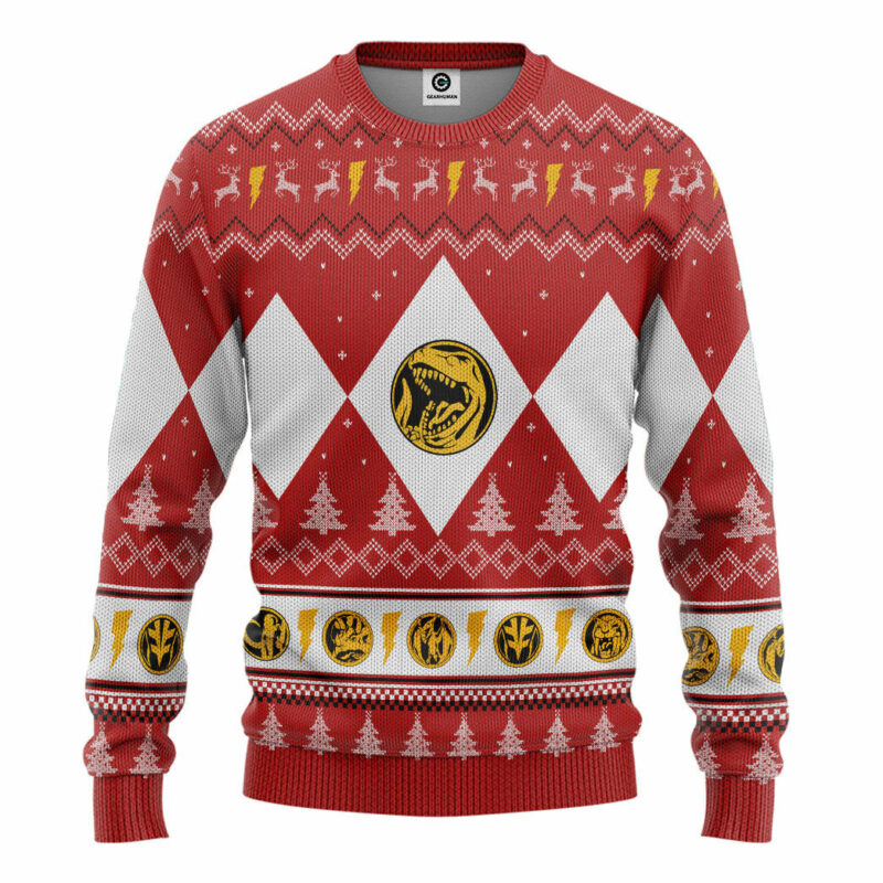 3D Mighty Morphin Red Ranger Christmas Custom Ugly Sweater