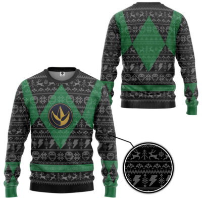 3D Power Ranger Mighty Morphin Green Power Ranger Ugly Christmas Limited Edition Custom Ugly Sweater