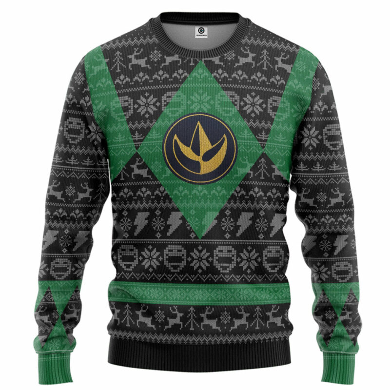 3D Power Ranger Mighty Morphin Green Power Ranger Ugly Christmas Limited Edition Custom Ugly Sweater