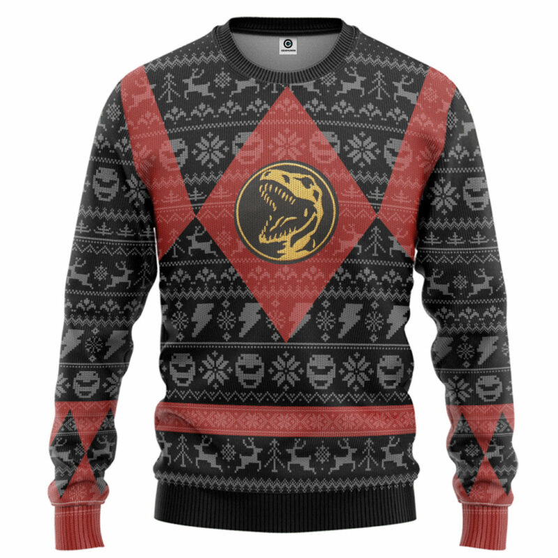 3D Power Ranger Mighty Morphin Red Power Ranger Ugly Christmas Limited Edition Custom Ugly Sweater