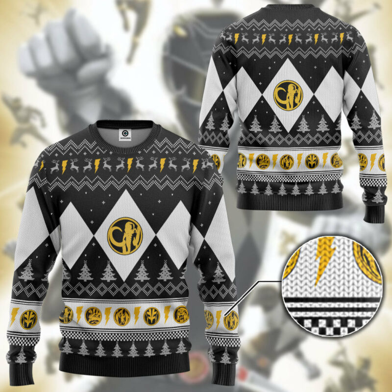 3D Mighty Morphin Black Ranger Christmas Custom Ugly Sweater