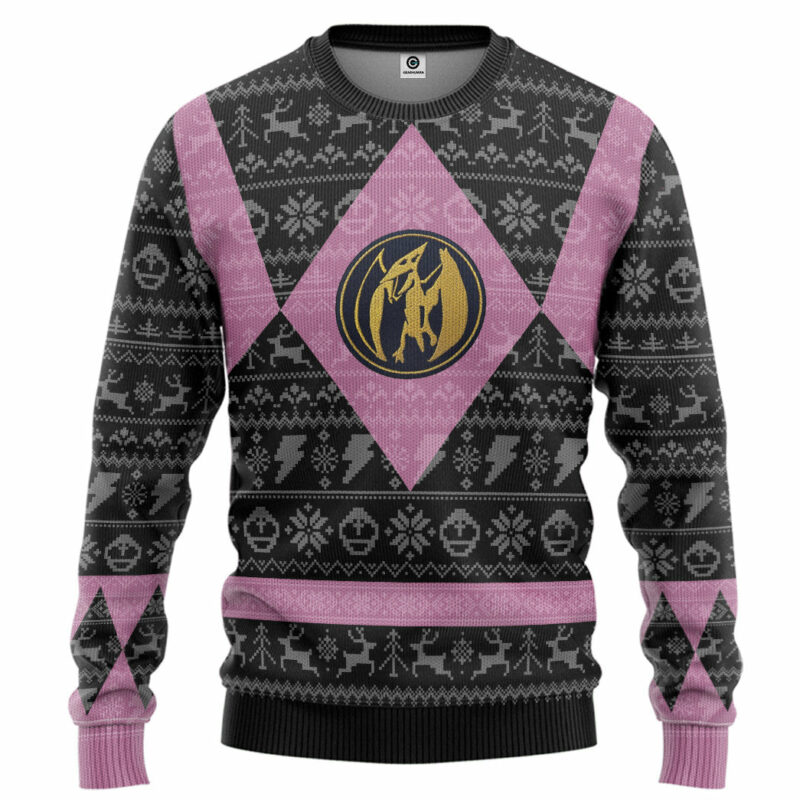 3D Power Ranger Mighty Morphin Pink Power Ranger Ugly Christmas Limited Edition Custom Ugly Sweater