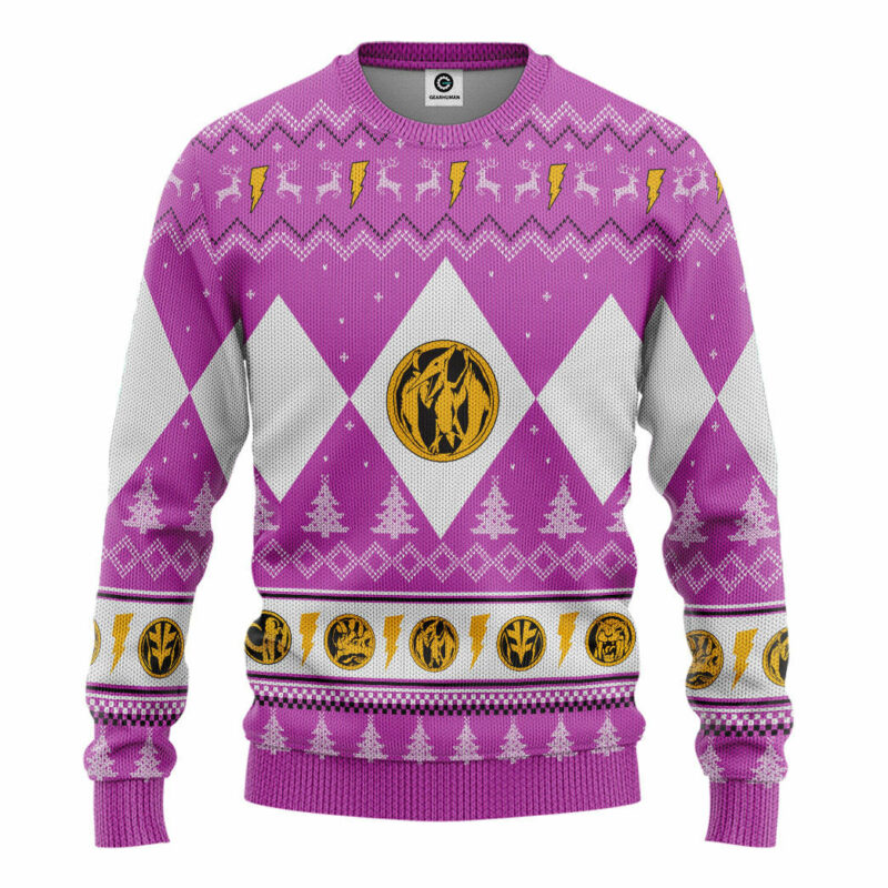 3D Mighty Morphin Pink Ranger Christmas Custom Ugly Sweater