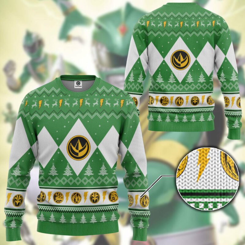 3D Mighty Morphin Green Ranger Christmas Custom Ugly Sweater