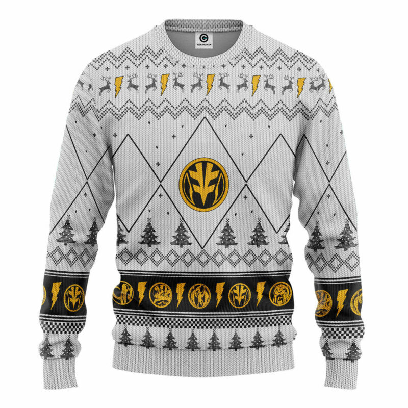 3D Mighty Morphin White Ranger Christmas Custom Ugly Sweater