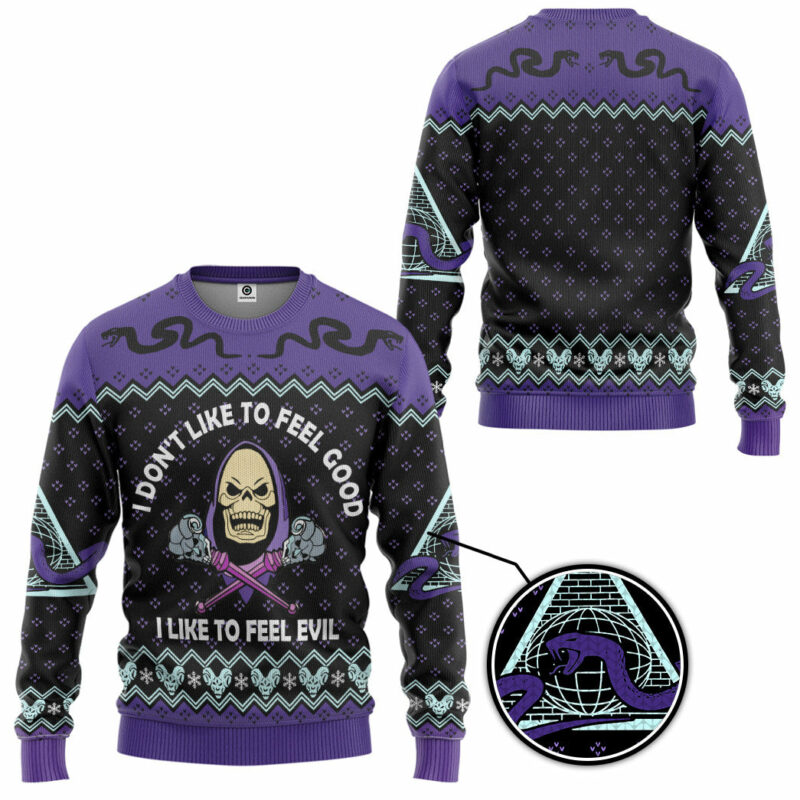 3D Skeletor He Man I Like To Feel Evil Christmas Ugly Sweater