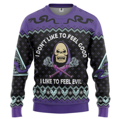 3D Skeletor He Man I Like To Feel Evil Christmas Custom Ugly Sweater