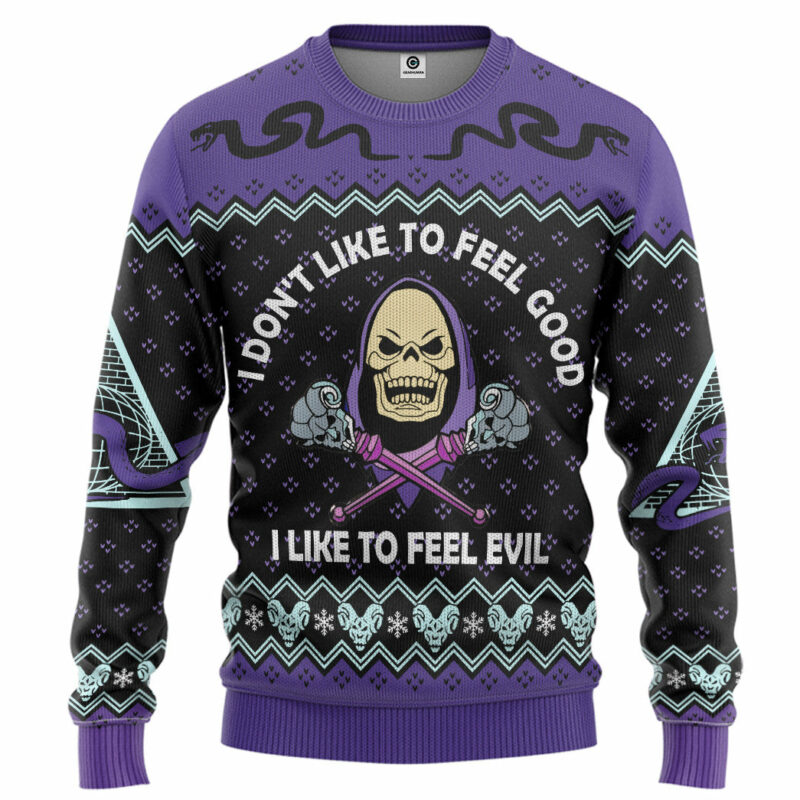 3D Skeletor He Man I Like To Feel Evil Christmas Ugly Sweater