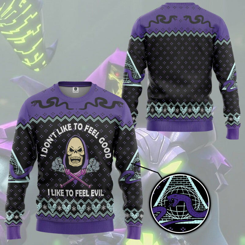 3D Skeletor He Man I Like To Feel Evil Christmas Ugly Sweater