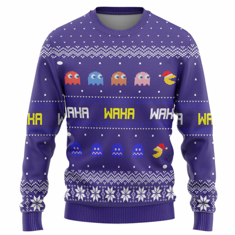 3D PacMan Waka waka Ugly Christmas Custom Ugly Sweater