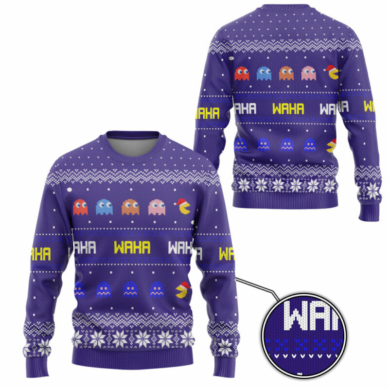 3D PacMan Waka waka Ugly Christmas Custom Ugly Sweater