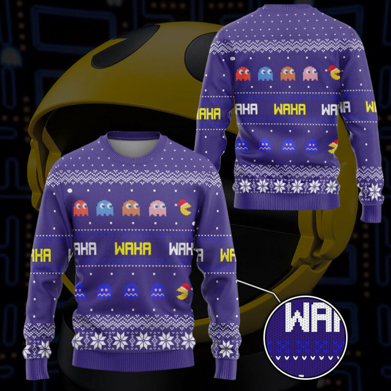 3D PacMan Waka waka Ugly Christmas Custom Ugly Sweater