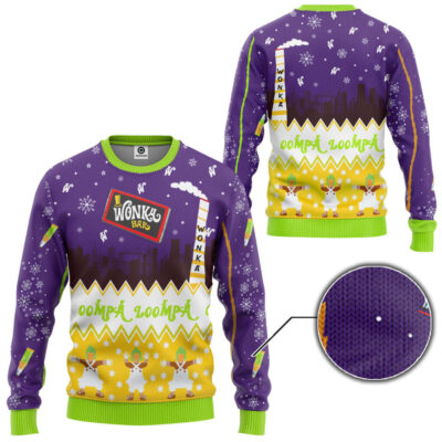 3D Willy Wonka & The Chocolate Factory Christmas Ugly Christmas Custom Ugly Sweater