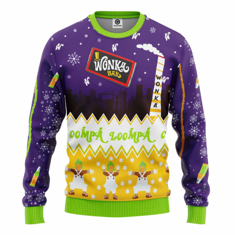 3D Willy Wonka & The Chocolate Factory Christmas Ugly Christmas Ugly Sweater