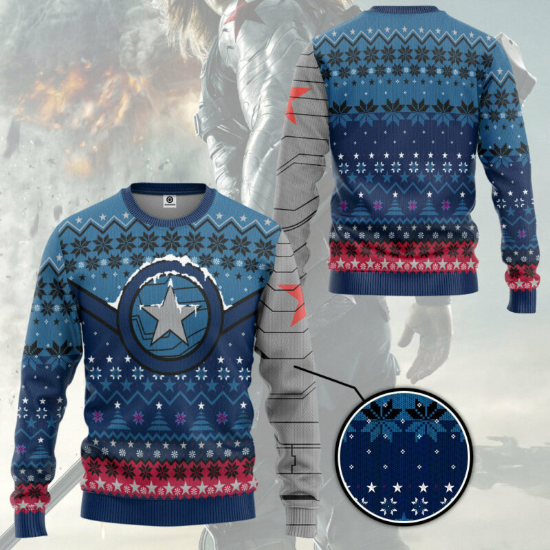 3D Winter Soldier Star Of Bucky Christmas Custom Ugly Sweater