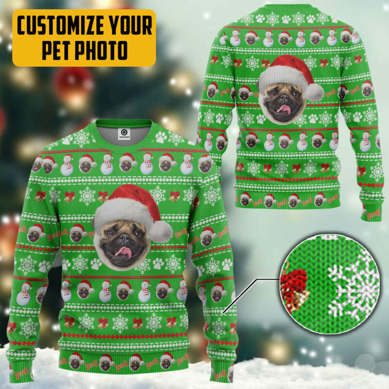 3D Dog Pet Christmas Custom Photo Ugly Sweater