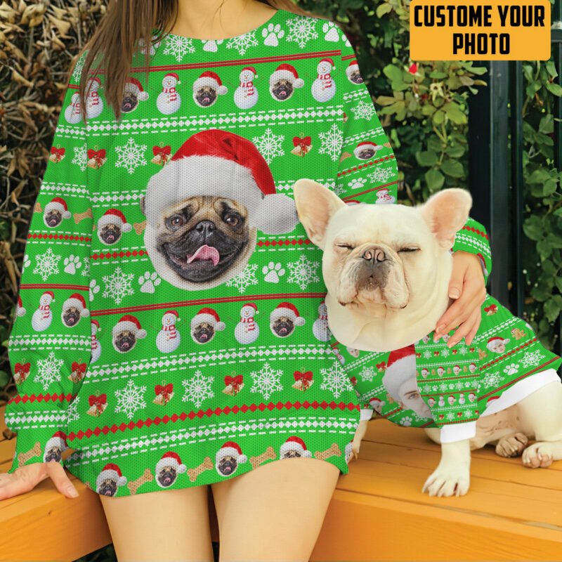 3D Dog Pet Christmas Custom Photo Ugly Sweater