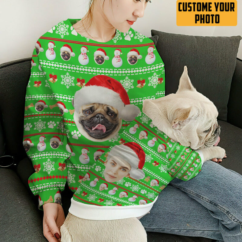 3D Dog Pet Christmas Custom Photo Ugly Sweater