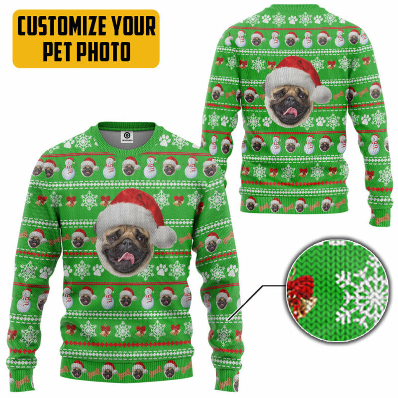 3D Dog Pet Christmas Custom Photo Ugly Sweater