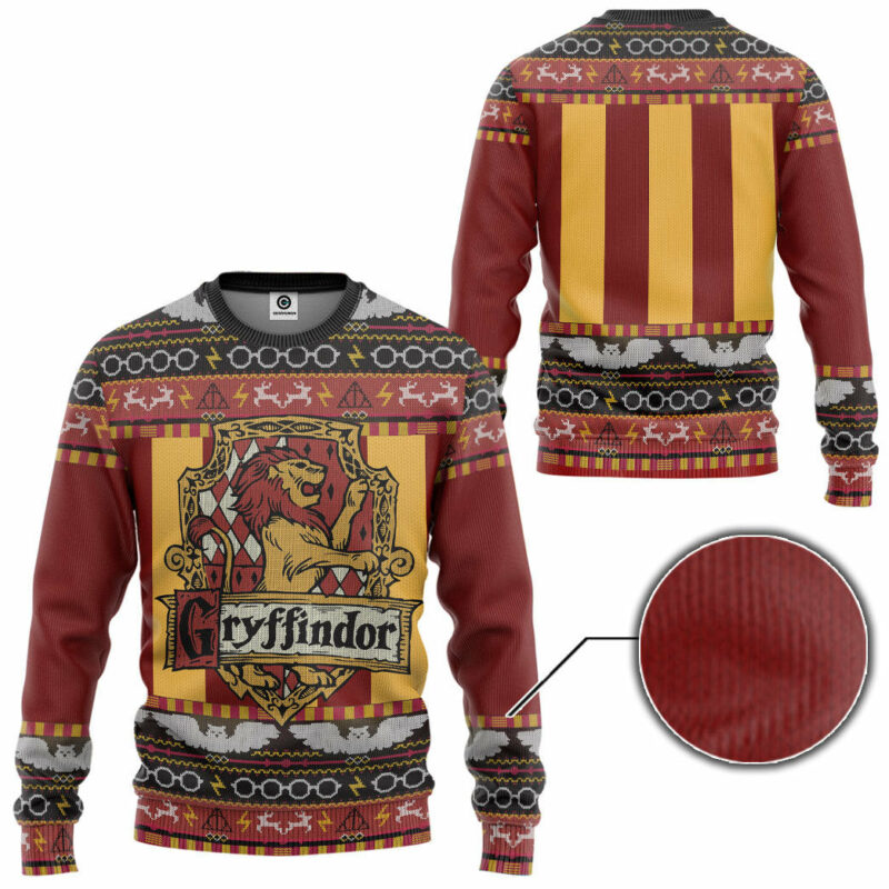 3D H.P Gryffindor Ugly Christmas Ver 3 Custom Ugly Sweater