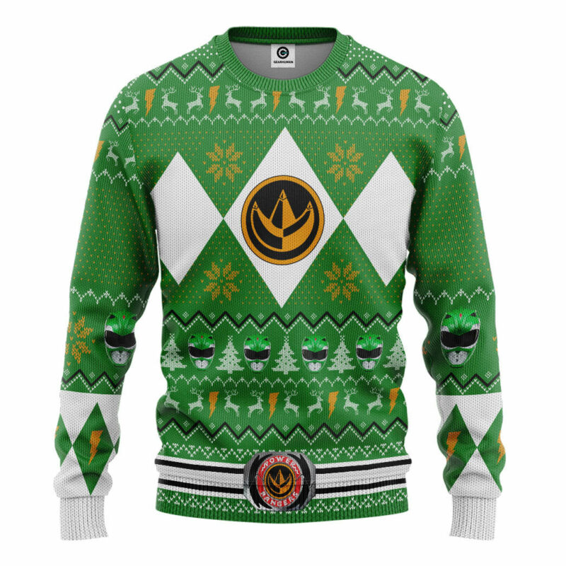 3D MMPR Green Ranger Christmas Custom Ugly Sweater