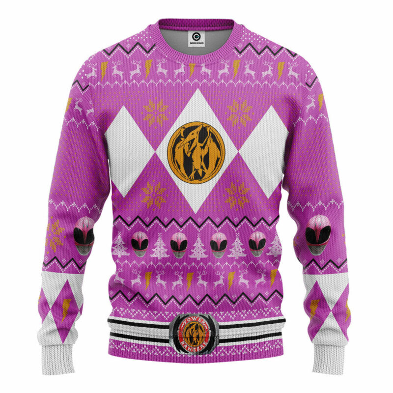 3D MMPR Pink Ranger Christmas Custom Ugly Sweater