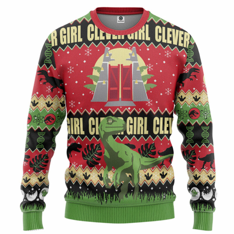 3D Jurassic Park Clever Girl Ugly Christmas Ugly Sweater