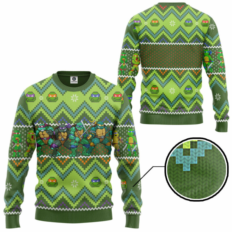 3D TMNT Turtles Ugly Christmas Ver 2 Custom Ugly Sweater