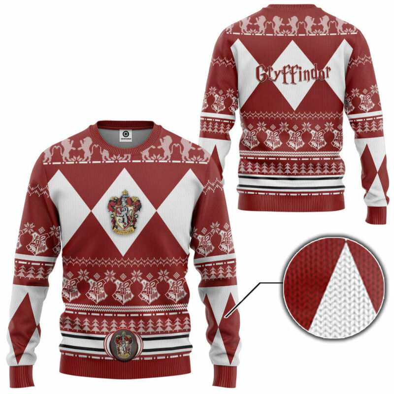 3D H.P Gryffindor House Custom Ugly Christmas Sweater