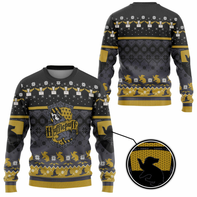 3D H.P Hufflepuff Ugly Christmas Ver 1 Custom Ugly Sweater